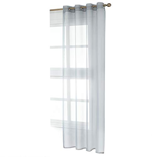 WOLTU Vorhänge Gardinen mit Ösen Transparente Stores Gardinen aus Voile Durchsichtige Ösenvorhänge Fensterschal für Wohnzimmer Schlafzimmer Kinderzimmer, Grau 140x145 cm (1 Stück)