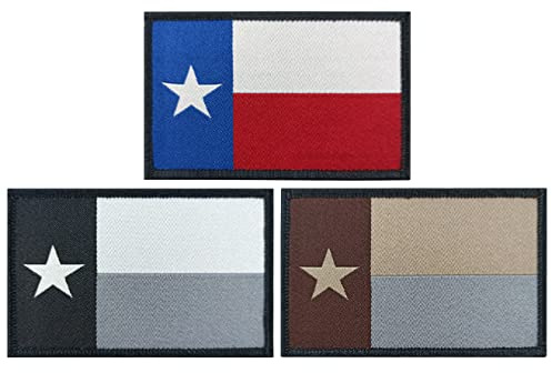 QQSD Texas Flag Patch Tactical Hook and Loop Fastener Patch, 3 Pack