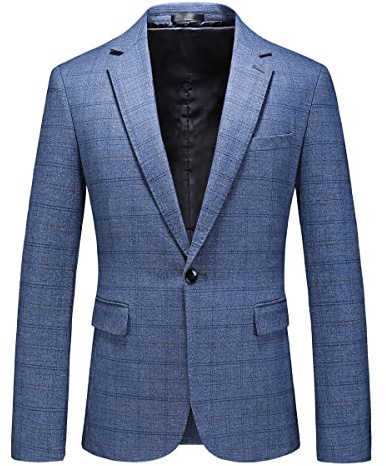 Mens Plaid Blazer Jacket Tweed Sports Coat Slim Fit Casual Single Breasted Blazer for Men X-Large
