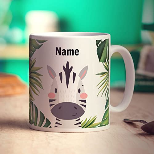 Personalised Zebra Mug - Add Any Name - Gift for Children - Present for Kids - 11oz Ceramic Cup