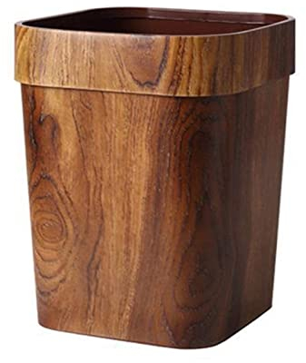 TOMYEUS Kompost Bin Kök/Skräp 14L rétro Imitation Bois Poubelle Grande Corbeille carrée boîte de Rangement de Cuisine Panier de Stockage ménage Bureaux de Bureau Steg papperskorgen