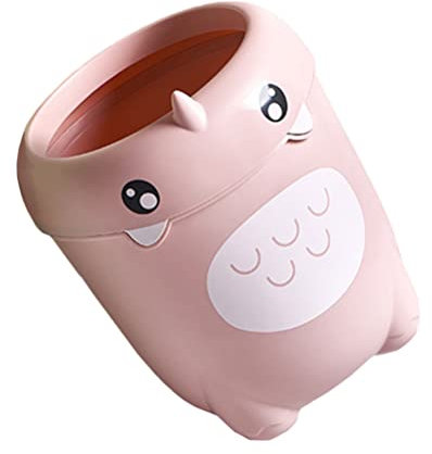HOMSFOU Dinosaur Trash Can Cartoon Dino Decorative Waterproof Wastebasket Garbage Container Bin for Childrens Bedroom Kids Room Bathroom Kitchen Home Office Dino Birthday Party Pink