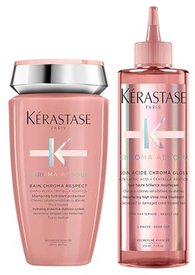 Kérastase, Chroma Absolu, Pflegeroutine mit Shampoo und Hochglanzpflege, Für strapaziertes oder geschädigtes und coloriertes Haar