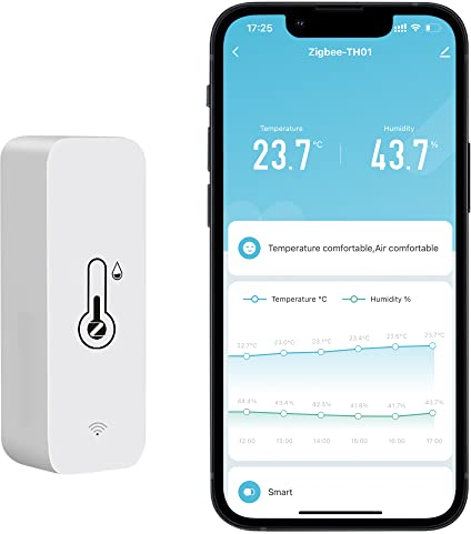 Comboss Zigbee Temperatur- und Feuchtigkeitssensor, drahtloser Innen- und Außentemperatur- und Feuchtigkeitssensor mit Remote-Anwendungsbenachrichtigungen und kompatibel mit der Tuya-App (1 Stück)