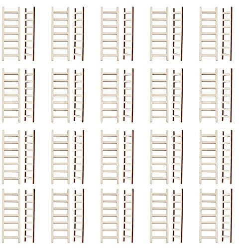 GORGECRAFT 40PCS Mini Wooden Step Ladders Fairy Furniture Garden Ornament Ladder DIY Craft House Staircase Fairy Garden Accessories for Scene Props Dollhouse DIY Landscape Decor