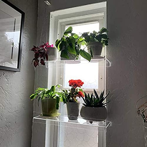KLOVA Acrylique fenêtre étagères pour plantes clair suspendu flottant étagère murale Pot de fleur support Pot de fleur support planteur support