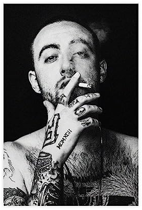 Mac Miller Smoking Poster Leinwand Poster Wandkunst Dekor Druck Bild Gemälde für Wohnzimmer Schlafzimmer Dekoration Rahmen Stil 40 x 60 cm