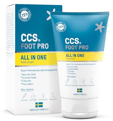 CCS All In One Foot Cream 100ml for Cracked Heels, Dry Feet & Calluses | Helps soften dry skin & calluses - Moisturises cracked heels and helps reduce foot odour
