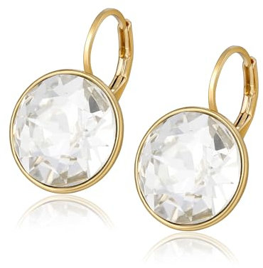 XUPING Runde Kristall Ohrringe Hängend Creolen Glitzernde öSterreichische Kristalle Elegante Ohrringe 18K Gold Schmuck Geschenke FüR Damen(White)