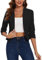 MINTLIMIT Women's Suits & Blazers Cropped 3/4 Ruched Sleeve Jackets Elegant Linen Open Front Suit (Black M)