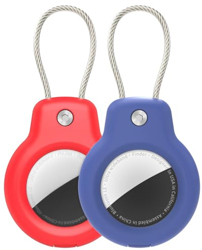 SPGUARD 2 Stück für AirTag Schlüsselanhänger für Apple AirTag 2&1 Gen | Air Tag Anhänger Secure Halter mit Kabel, AirTags Lock Case für Schlüssel, Gepäck, Rucksäcke & mehr