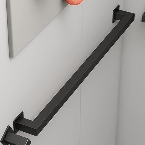 PROUH Quadratischer Moderner Edelstahlhandlauf Eckiges Design Geländer Mit Wandhalterungen Montagematerial Treppengeländer Balkongeländer Für Außen Und Innen (Black 250cm)