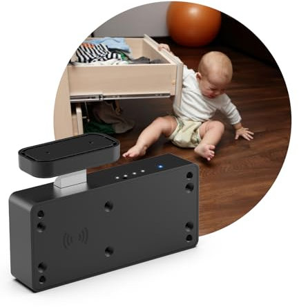 Drawer Lock RFID Card NFC Hidden Cabinet Lock for Kitchen Pantry Furniture eLinkSmart Cupboard Door Lock with Bluetooth APP Child Safety No Drilling Required Black, YL-F3BC