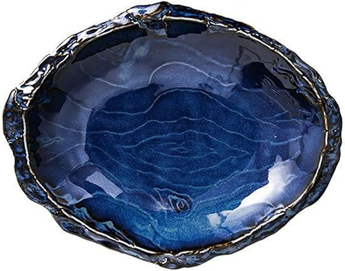 platos, platos profundos, Tazón de ramen, plato hondo grande de cerámica, tazón de pasta azul for ensalada, filete. Juego de vajilla apto for microondas y horno. Grande y ovalado (color: ovalado, tama