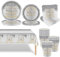 69 P Silver and Gold 50th Birthday Tableware Set Decor,Paper Cups Napkins Plates(7in+9in) and Table Cloth in Silver,Disposable Paper Dinnerware Decorations for Her Him 50th Birthday Gift Party