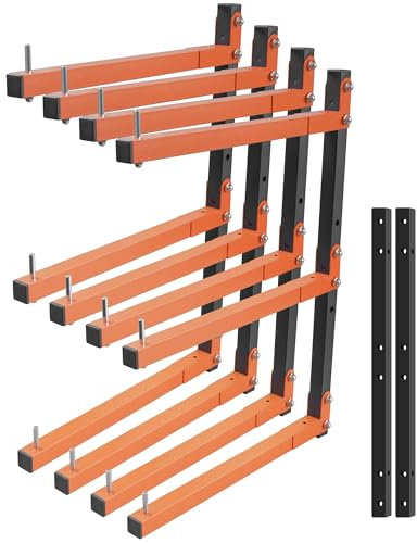 Dtructiew Holzregale, Wandhalterung, robuste Holzregale, 326 kg, stabiler Garagen-Holz-Organizer mit 2 kurzen Stangen für Wechselgeld, orangefarbene Holzregale, 4 Packungen