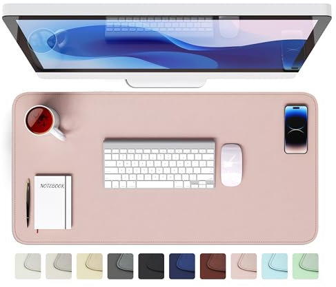 GOMIN Schreibtischunterlage 80x40cm - PU Leder Mauspad Wasserfest & Rutschfest - Laptop Tischunterlage Groß - Leicht zu reinigende Schreibunterlage - Mousepad XXL für Büro und Home-Office - Rosa