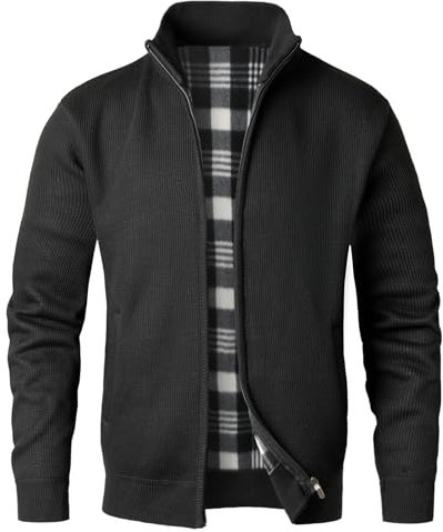 OlyljpinZ Cardigan da Uomo Lavorato a Maglia Maglione Foderato in Pile Giacca in Maglia a Maniche Lunghe Addensato Autunno e Inverno Sweater Caldo Classico Felpa Casual Cappotti Cappotto