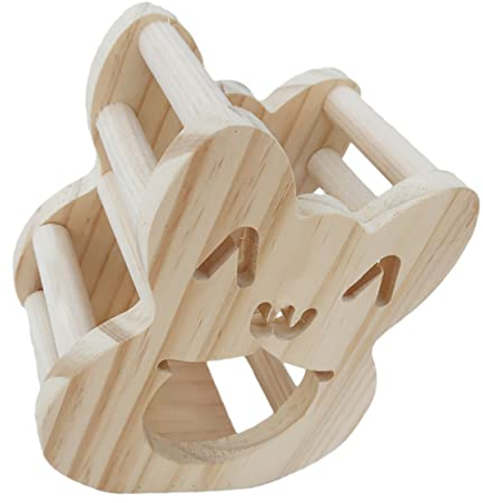 WOONEKY Holz Kaninchengrasgestell für Meerschweinchen Einfach zu Montieren und Zerlegbar Beige Futterstation für Kleintierkäfige im Innenbereich