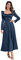 IDOPIP Women's Long Sleeved Vintage Satin Corset Square Neck Maxi Dress - A-Line Lace Up Tie Puff Sleeves for Wedding Party Evening Gowns - Blue M
