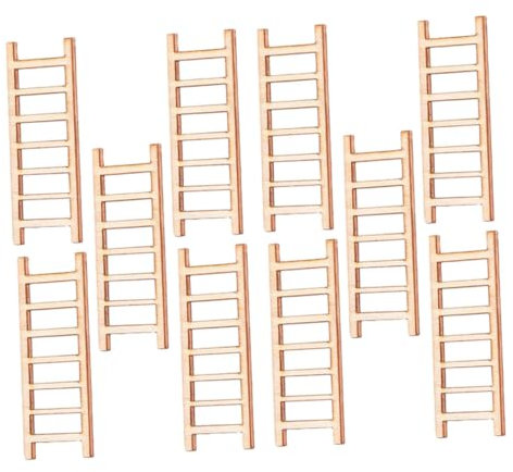 ifundom 10pcs Micro Landscape Ornament Miniatures Ladders Decorate The House Wooden Ladder Mini DIY Craft Ladder Accessory Landscape Ladder Model Wood Ladder Decor Mini House Accessories