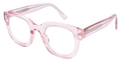 OuShiun Lesebrille mit Modischem Rahmen und Blaulichtfilter für Männer und Frauen, Federscharnier, Anti-Ermüdungs-Computer-Lesebrille, Rosa 2,5