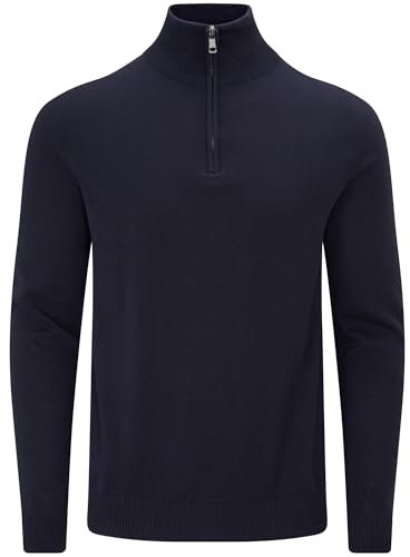 Charles Wilson Baumwollpullover mit Reißverschluss für Herren (M, Dark Navy (0524))