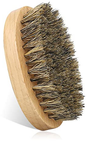 YHNDECO Spazzola per barba con custodia, 100% setole di cinghiale per la cura quotidiana della barba, spazzola per uomini e viaggi