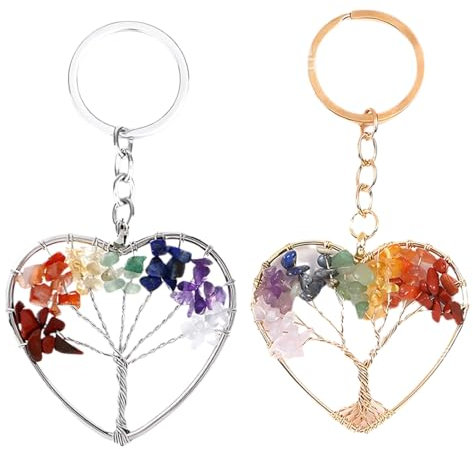NOPKESV 2 pezzi portachiavi Albero della Vita coppia mano nella mano regalo per coppia San Valentino regalo San Valentino