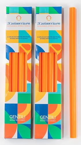 Pailles réutilisables en plastique, lot de 8 pièces, design ouvrable pour un nettoyage facile, 2 pièces pour 4 couleurs, lavables au lave-vaisselle (orange)