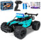 Joellfuner ferngesteuertes Auto, 2.4GHz 1:16 Offroad Monster RC Truck, 2WD 20KM/H RC Auto mit Vierfarbiges LED-Licht, RC Truggy mit Hohe und Niedrige Gänge für Kinder ab 3 Jahre (Cyan)