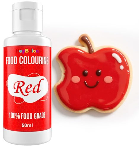 Food Colouring – 50ml Food Colours Set for Cakes Baking, Biscuits, Macaroon – Highly Concentrated Food Colouring for Fondant,Icing,Slime Making DIY Supplies Kit (Red, 50ml)