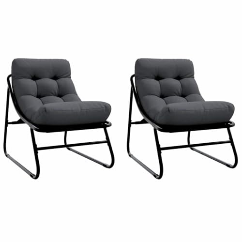 vidaXL gartenmöbel 2 STK. Schwarz Pulverbeschichteter Stahl | Schlanke Linien für einen coolen Look, Weiche Kissen für ultimative Entspannung, Starke Metallkonstruktion, die ewig hält