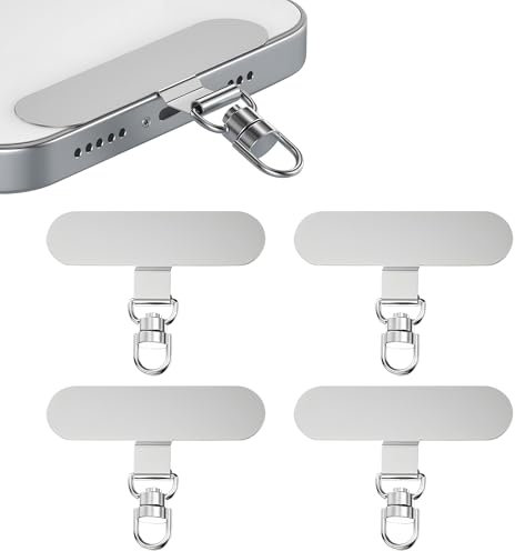 4 Stück Handykette Halterung Universal Pads aus Edelstahl – Ultra-dünne Handy Lanyard Halterung ohne Klebstoff – Stabiler Telefon Patch für Handyband, Kompatibel mit den meisten Smartphone-Hüllen