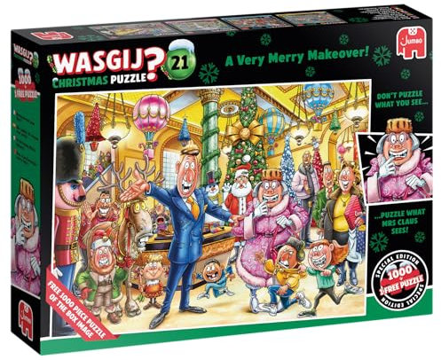Wasgij Christmas 21, A Very Merry Makeover - Festive 2 x 1000 Piece Xmas Jigsaw Puzzle for Adults - Puzzling, Challenging & Brainteasing Adult Jigsaws - 100% Recycled Cardboard 1000Pc Puzzles - Jumbo