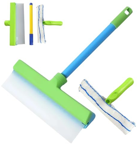 Kertaym Silikon Fensterwischer Set Hochtemperaturbeständig Fensterreinigungsset Komplettset Mit Abzieher Für Fenster Spiegel Duschen (B)