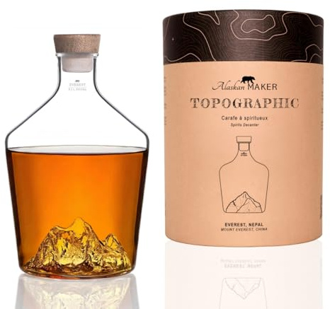 Alaskan MAKER Carafe à whisky 1,2 L rhum cognac spiritueux TOPOGRAPHIC (Everest)
