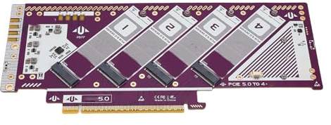 Luocute PCIE 5.0 X16 à NVME M.2 Carte D'adaptateur SSD 512 Gops Haute Vitesse NVME PCIE Expansion Carte avec PCB plaqué Or pour la Fenêtre PC de Bureau OS X