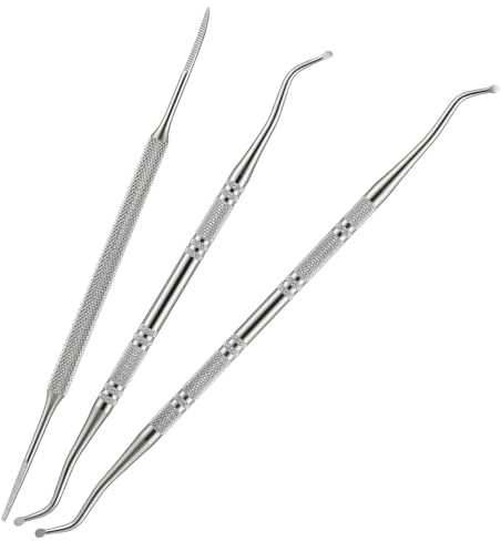 3 PCS Ingrown Toenail Corrector Tool Kit, Stainless Steel Ingrowing Toenail Kit, Double Head Ingrown Toenail Remover Cleaner Tool for Nail Cleaner Remove Dirt