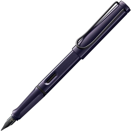 Lamy safari meteora Füller mit polierter Stahlfeder in Strichbreite M | Lamy Füller mit ergonomischem Griff - robuster ASA-Kunststoff - inkl. Tintenpatrone LAMY T 10 blau - Rechtshänder