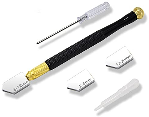 5 Stück Diamant-Glasschneider-Set Mit Gewindegriff, Ölgespritzter Diamantwalzen-Glasschneider, Ergonomisches Design Für Präzises Glasschneiden, für Spiegel, Fenster, Glasrahmen, Glasschneiden