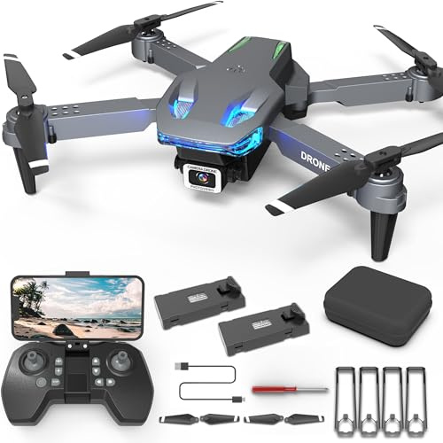 Drohne mit Kamera 1080p, Wipkviey T28 Faltbarer FPV Quadcopter für Anfänger & Erwachsene, RC-Drohne mit 3D-Flips, Höhenhaltung, Gestensteuerung, Wegpunktflug – Geschenkidee für Kinder (2 Batterien)
