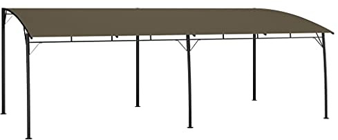 Pergola & Terrassenüberdachung Taupe pulverbeschichteter Stahl Sonnendach mit Schutz vor Sonne Carport für Garten, Camping, Festzelt (6x3x2,55 m)