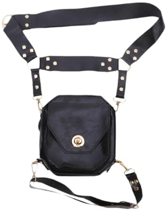 Chatonshen Mittelalterliche Oberschenkeltasche Leg Gürteltasche PU Set für LARP Märkte Comic Con Halloween Feiern Alltag Camping Sport, Schwarz