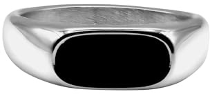 Heideman Siegelring Herren Tao Silber Edelstahl Zirkonia schwarz poliert | Tao Herren-Siegelring Silber, Edelstahl, schwarzer Stein Onyx-Optik, poliert, Geschenk für ihn