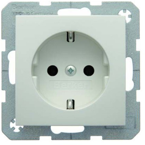 Berker UP-Programme Steckdose SCHUKO 41438989 polarweiss glänzend, 71 x 71 mm, Polarweiß