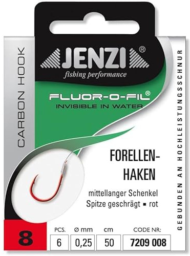 Jenzi Forellenhaken Gebunden an Fluor Carbon Gr.8 0,25mm 50cm