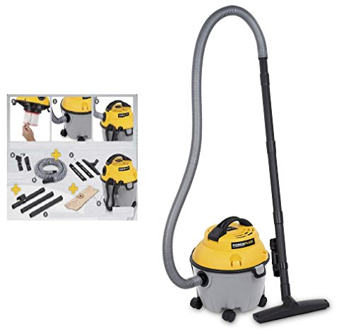 PowerPlus Elektrischer Nasssauger Trockensauger 10L 800W Gelb Beutellos Waschbarer Filter 360° Räder 14 kPa