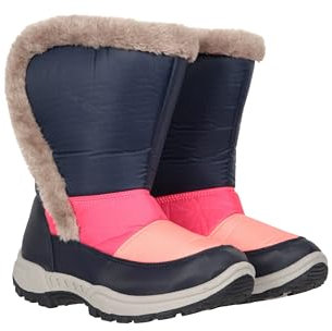 Mountain Warehouse Caribou Kids Fur Trim Snow Boots - Snowproof, Fleece Lining, High Traction Sole - Perfect To Keep Your Kids Feet Warm In Cold Winter Days Bright Pink Kids Shoe Size 10