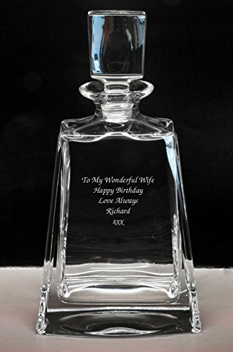 Personalised Decanter 24% Lead Crystal Medium Bohemia Glass Decanter, Engraved - Enter Your Own Custom Text